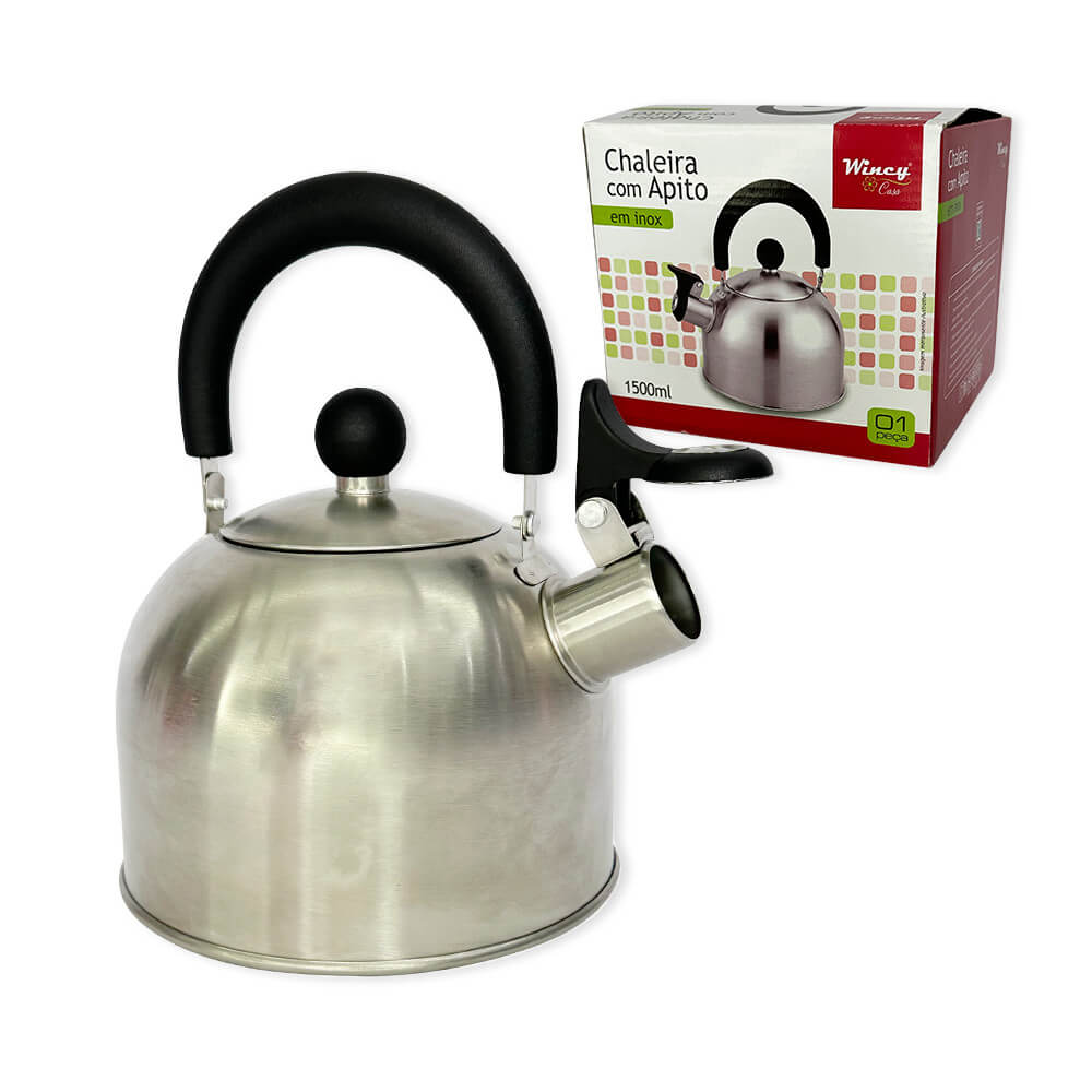 Chaleira com Apito - 1,5 Litros - Aço Inox