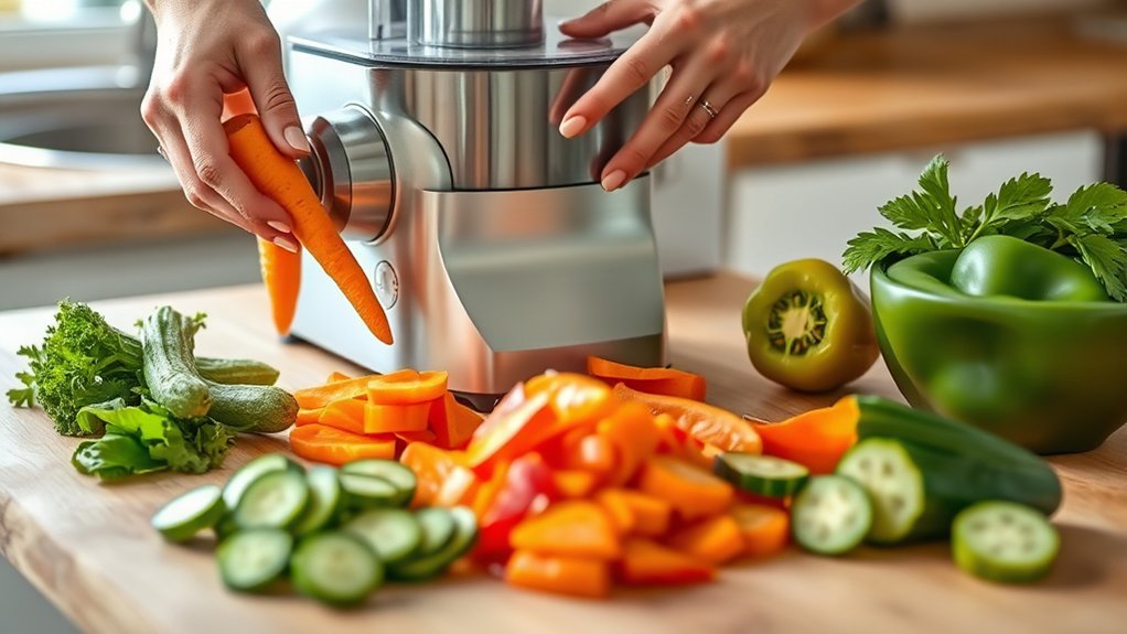 evenly cut prepared vegetables