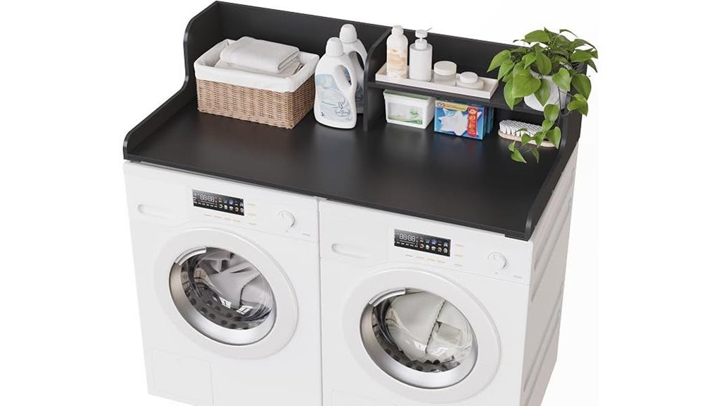 black laundry countertop shelf