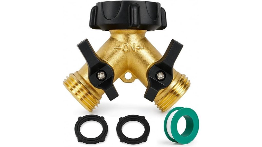 brass garden hose splitter