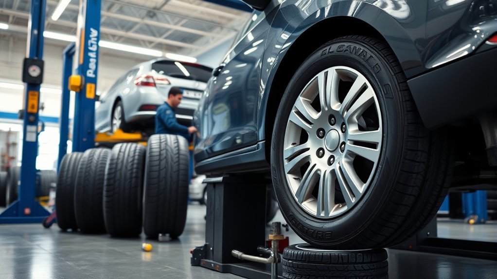 Walmart tire installation service with tire mounting and balancing equipment
