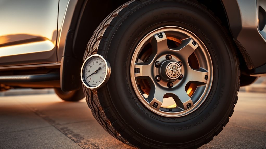 Toyota 4Runner tire pressure placard and gauge check