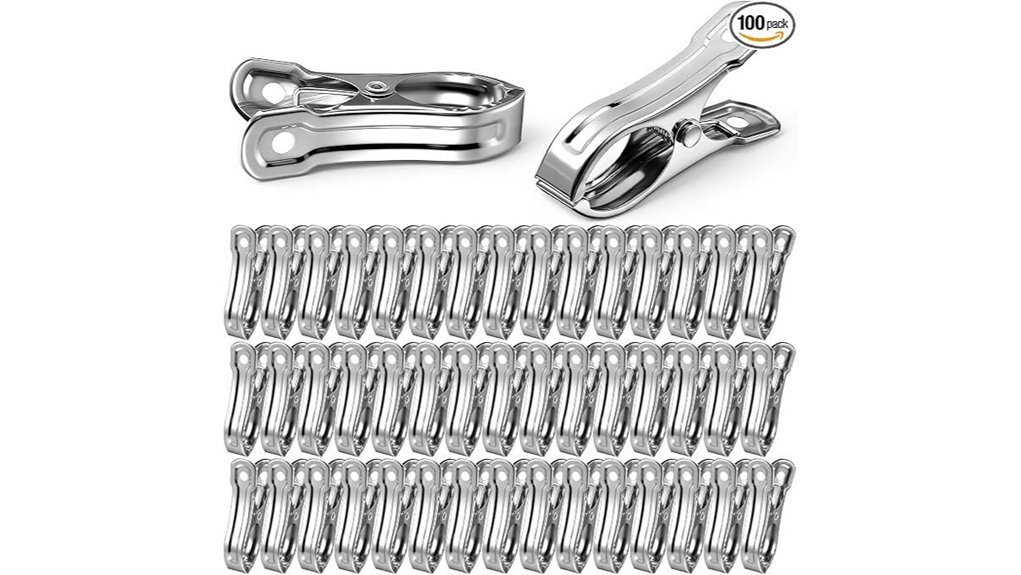 large stainless steel clips