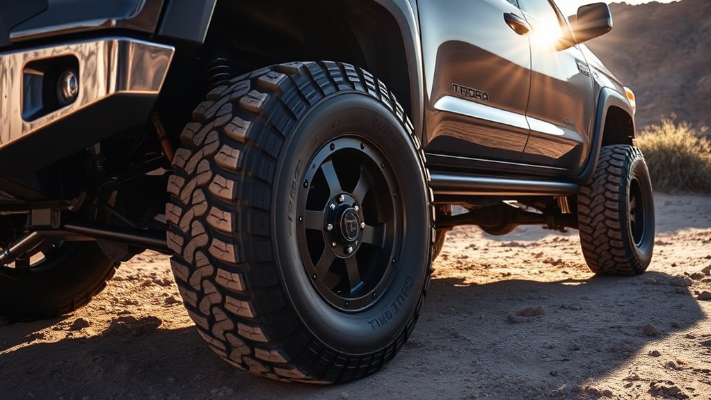 Lift kit improving Toyota Tundra tire clearance and compatibility