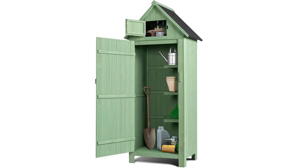 light green garden shed
