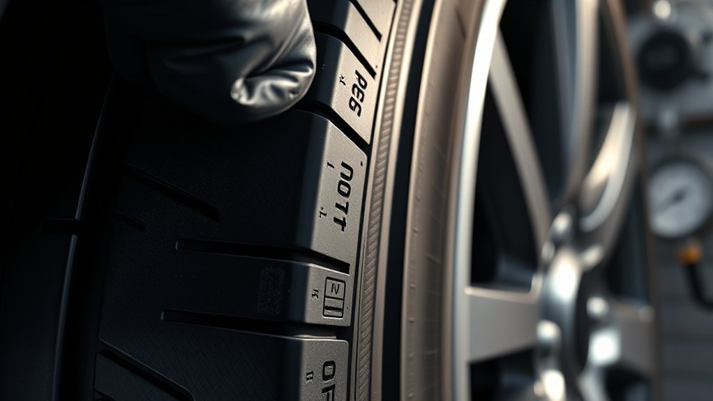 Diagram showing tire load index and speed rating on a sidewall service description