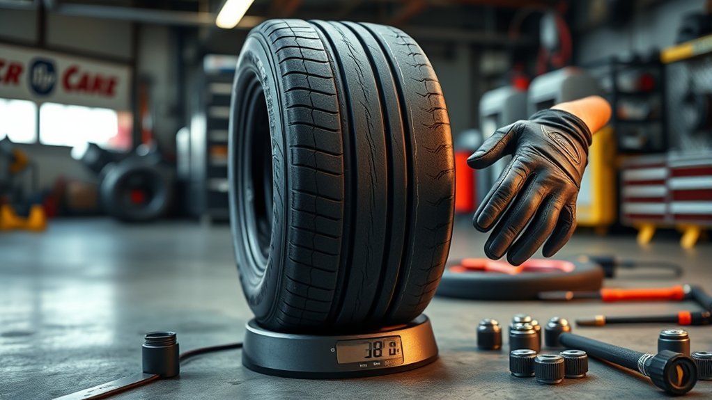 NASCAR tire weight specifications showing tire-only and mounted wheel estimates