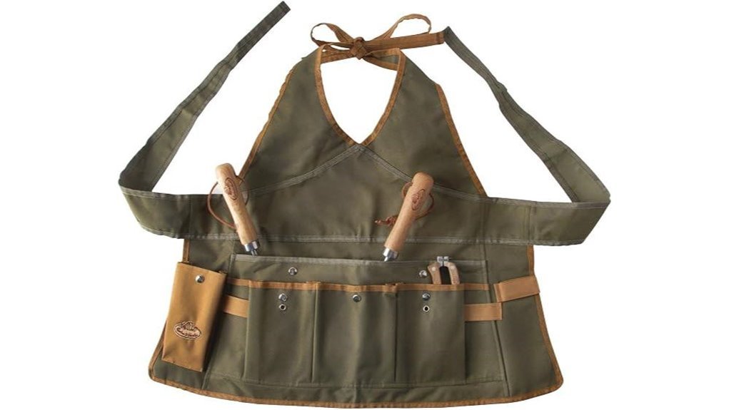 olive green gardening apron