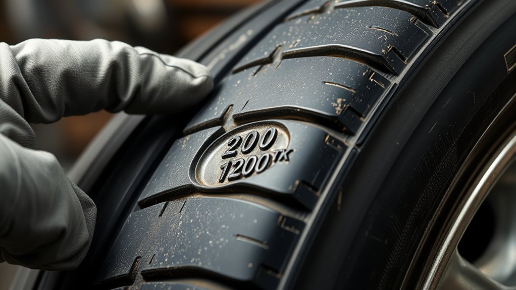 Pre-2000 three-digit tire date code example on a sidewall