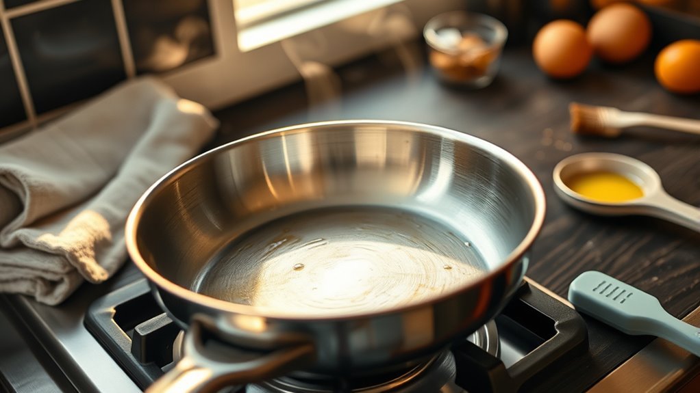 seasoning stainless steel pans