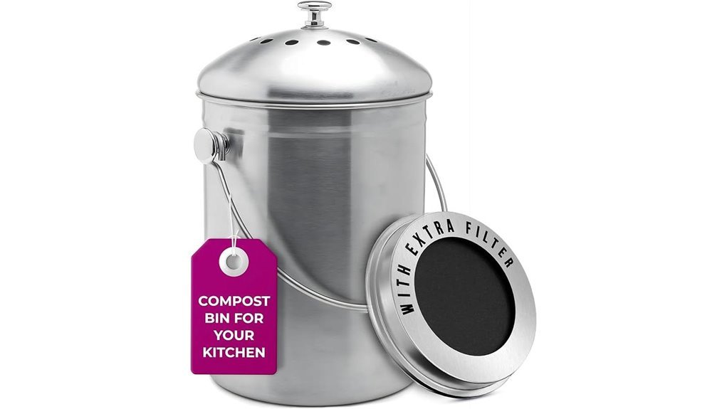 silver countertop compost bin