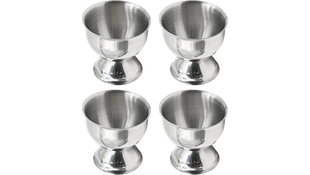 silver stainless steel egg cups
