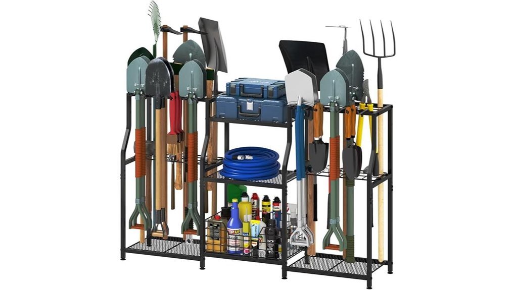 sturdy garden tool storage