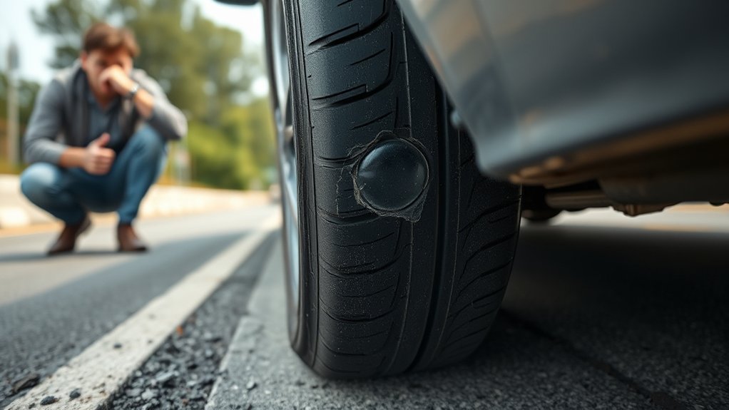 Tire bubbles caused by pothole, curb, speed bump, or road-impact damage