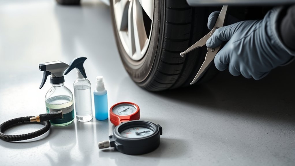nail in tire requiring urgent pressure check and repair