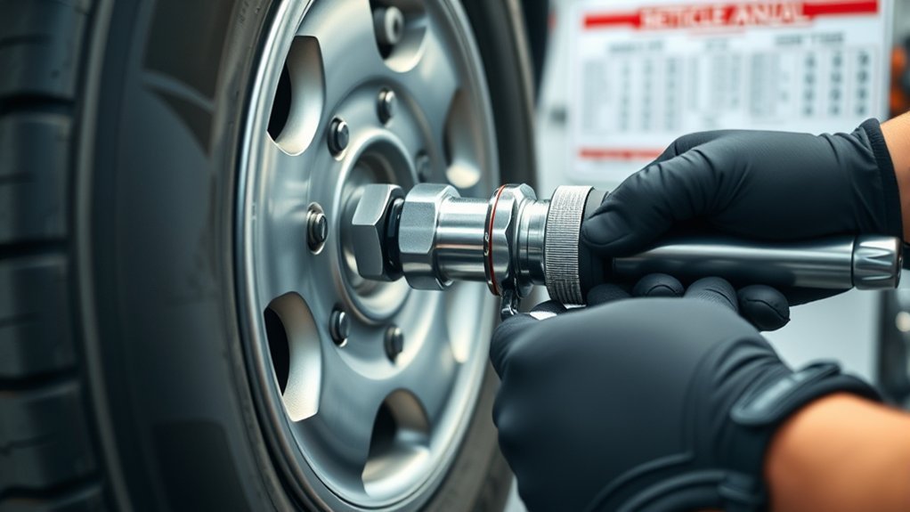 using a calibrated torque wrench to tighten lug nuts