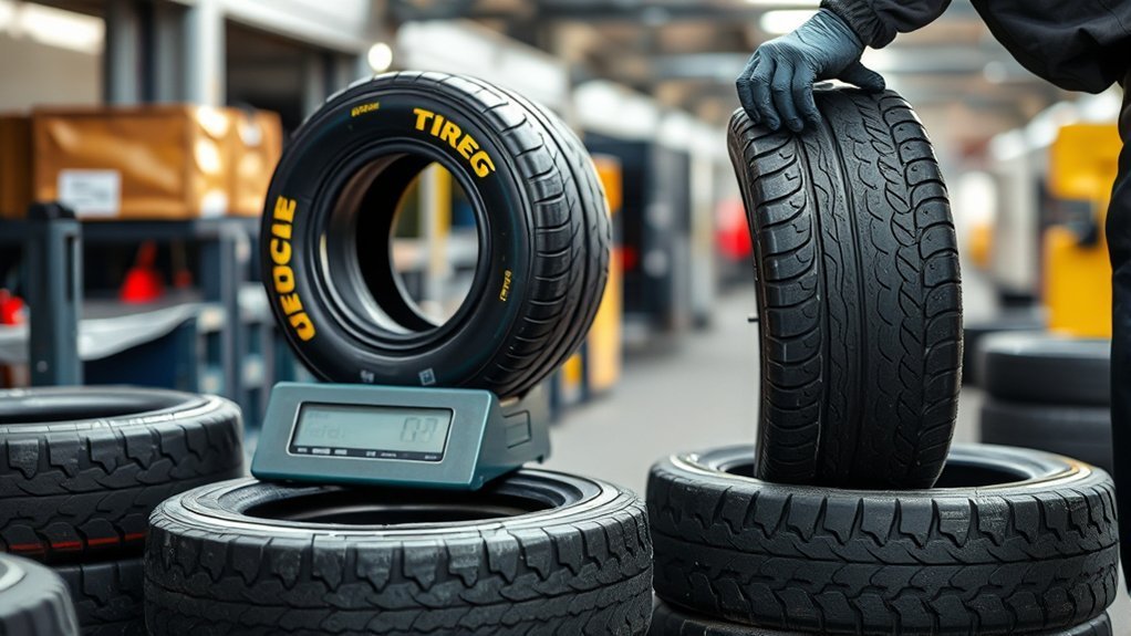 Used Formula 1 tires prepared for controlled post-race recovery and recycling
