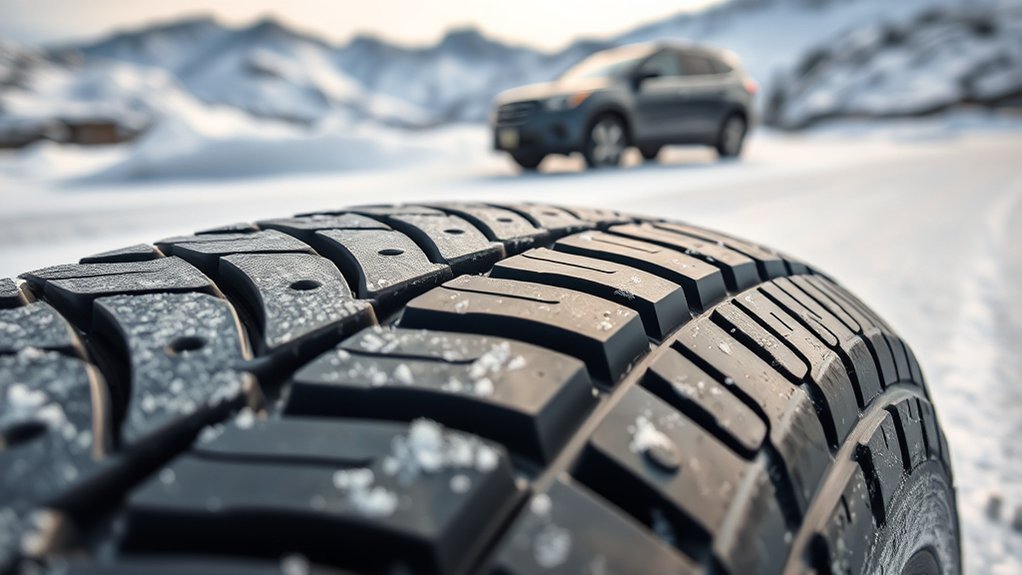 Studdable winter tire tread designed for snow and ice traction