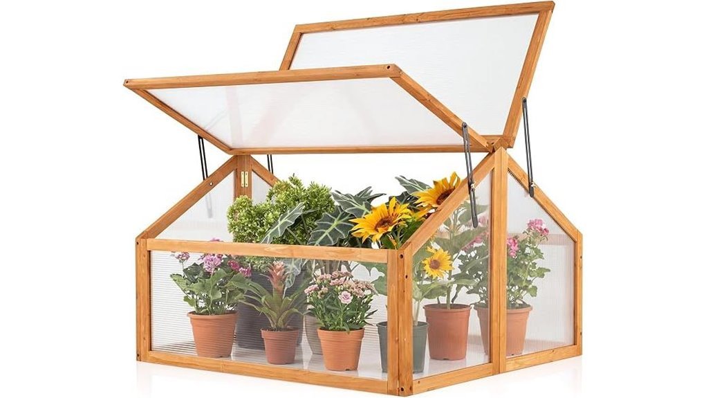 wooden greenhouse with roof